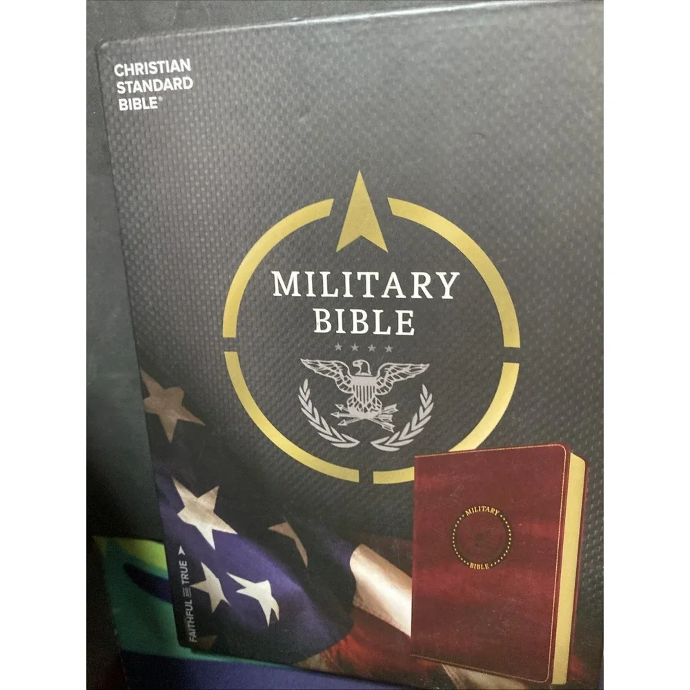 CSB MILITARY BIBLE (Burgundy LeatherTouch) Red Letter, Sleeve Case Nice
